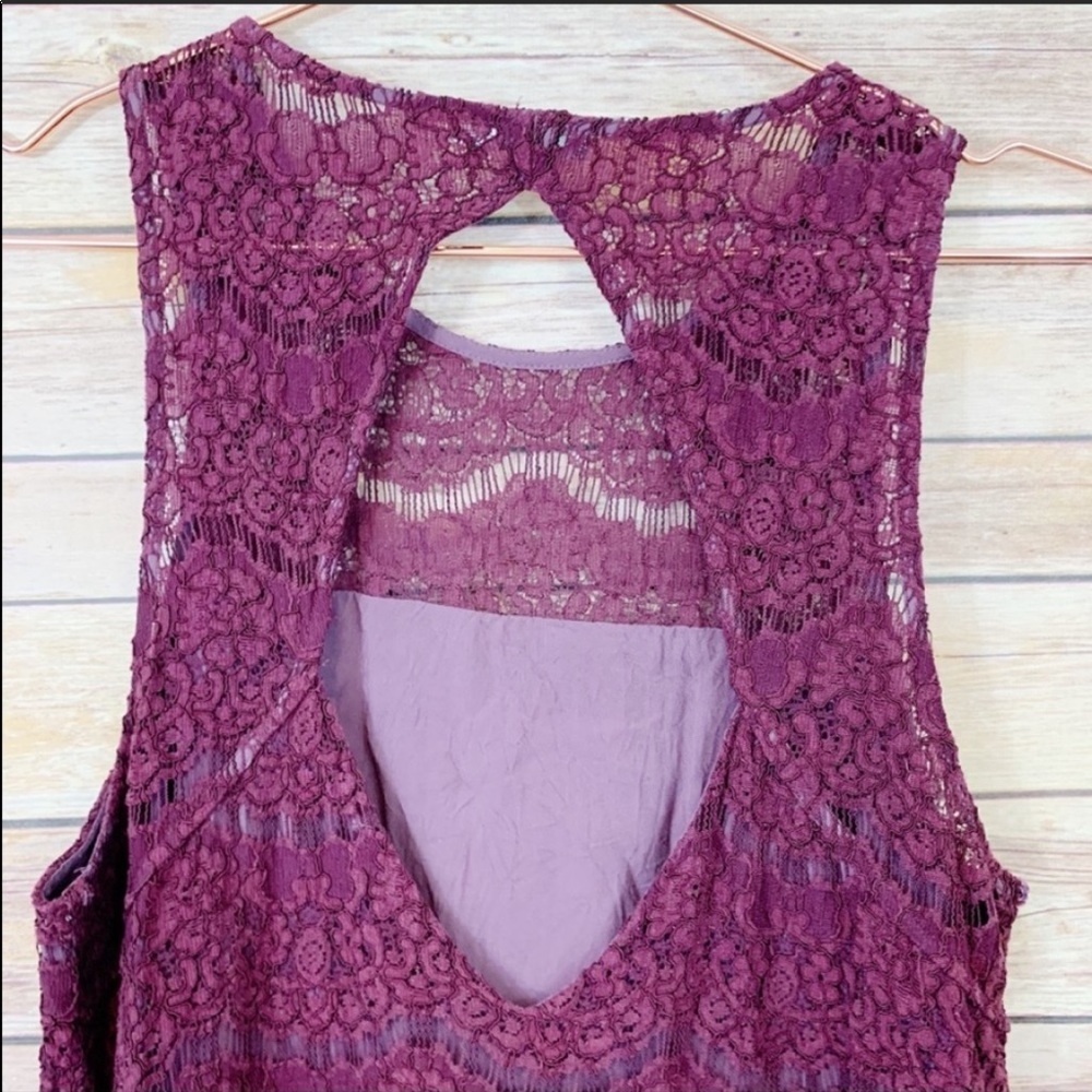 Urban Outfitters Maroon Burgundy Lace Sleeveless Dress Holiday Kimchi Blue - Picture 5 of 8
